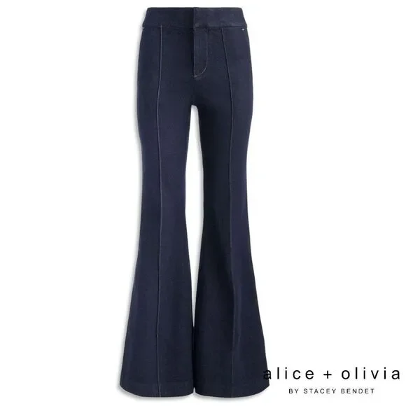 Alice + Olivia **NWT** The Trouser Flared Jean in Dark Rinse Denim